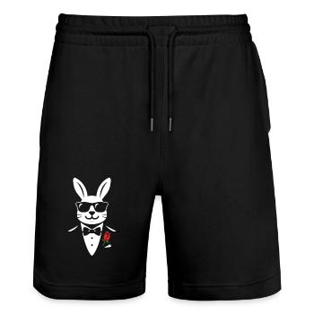 Gentlehop Bunny - Stanley/Stella Unisex Bio Joggingshorts Trainer  - Schwarz - Vorne - Nik (191cm) & Marisol (170cm)