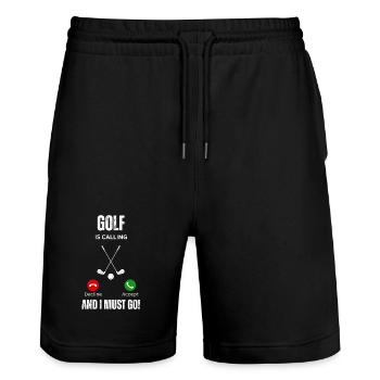 golf is calling and i must go - Stanley/Stella Trainer Unisex Organic Jogging Shorts - black - Front - Nik (191cm) & Marisol (170cm)