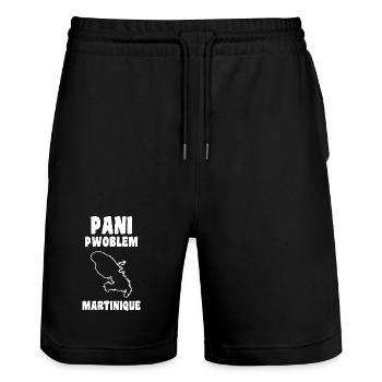 Panipwoblem Martinique Humor Westindische Mentalität - Stanley/Stella Unisex Bio Joggingshorts Trainer  - Schwarz - Vorne - Nik (191cm) & Marisol (170cm)