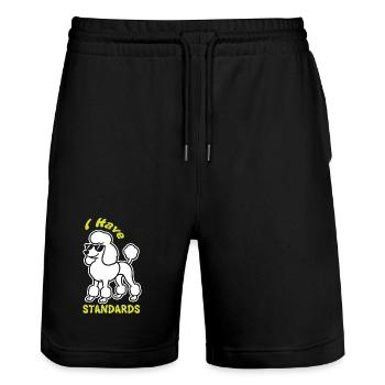 Ausdrucksstarker Pudel mit Sonnenbrille - Stanley/Stella Unisex Bio Joggingshorts Trainer  - Schwarz - Vorne - Nik (191cm) & Marisol (170cm)