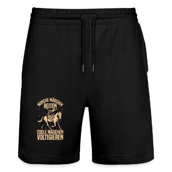 Cool Girl Vaulting Horse Riding - Stanley/Stella Trainer Unisex Organic Jogging Shorts - black - Front - Nik (191cm) & Marisol (170cm)