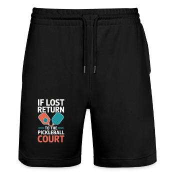 Retour Pickleball carré Dinkball cadeau - Short de jogging bio TRAINER Stanley/Stella unisexe - noir - Devant - Nik (191cm) & Marisol (170cm)