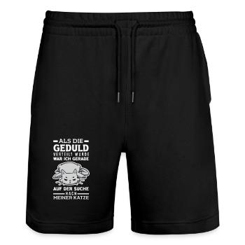 Geduld verteilt? Ich such meine Katze - Stanley/Stella Unisex Bio Joggingshorts Trainer  - Schwarz - Vorne - Nik (191cm) & Marisol (170cm)