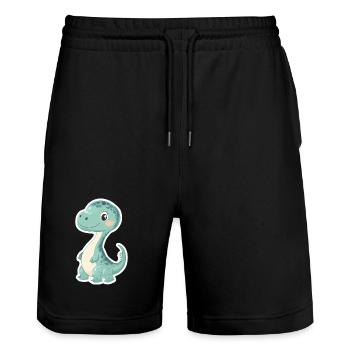 Dinosaure - Short de jogging bio TRAINER Stanley/Stella unisexe - noir - Devant - Nik (191cm) & Marisol (170cm)