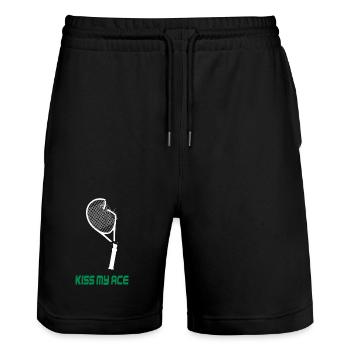 Kiss My Ace - Conception de tennis amusante - Short de jogging bio TRAINER Stanley/Stella unisexe - noir - Devant - Nik (191cm) & Marisol (170cm)