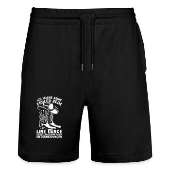 Line Dancing Cowboy Line Dancer Line Dance - Stanley/Stella Trainer Unisex Organic Jogging Shorts - black - Front - Nik (191cm) & Marisol (170cm)