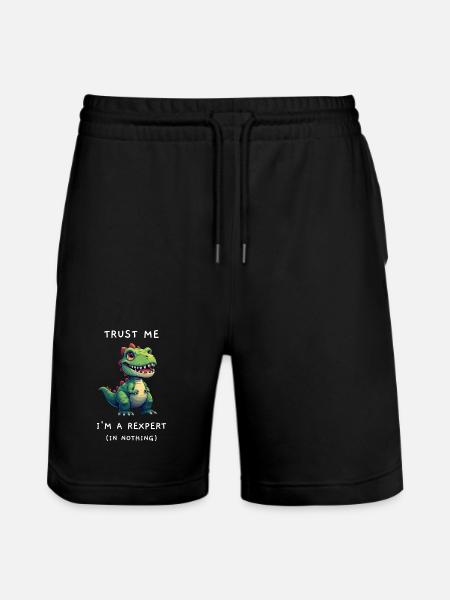 Funny T-Rex "Rexpert in Nothing" Saying - Stanley/Stella Trainer Unisex Organic Jogging Shorts - black