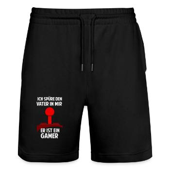 Gamer Gamer Nerd Father Saying Father's Day Funny - Stanley/Stella Trainer Unisex Organic Jogging Shorts - black - Front - Nik (191cm) & Marisol (170cm)