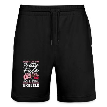 Hawaiian Ukulele Uke Girl Female - Stanley/Stella Unisex Bio Joggingshorts Trainer  - Schwarz - Vorne - Nik (191cm) & Marisol (170cm)