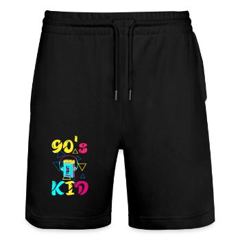 90s Kid Forever – Retro-T-Shirt für Fans der 90er - Stanley/Stella Unisex Bio Joggingshorts Trainer  - Schwarz - Vorne - Nik (191cm) & Marisol (170cm)