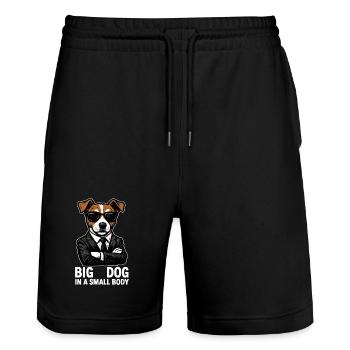 Jack Russell Terrier Anzug Chef Hund Geschenk - Stanley/Stella Trainer Unisex Organic Jogging Shorts - black - Front - Nik (191cm) & Marisol (170cm)
