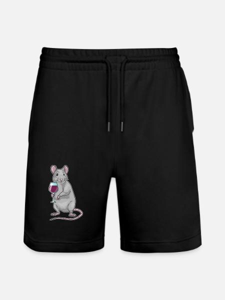 Mouse Red Wine - Stanley/Stella Trainer Unisex Organic Jogging Shorts - black