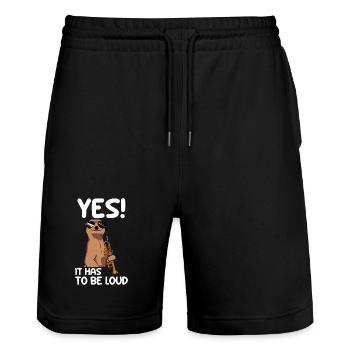 Yes! it has to be loud Trompete Trompetenspieler - Stanley/Stella Unisex Bio Joggingshorts Trainer  - Schwarz - Vorne - Nik (191cm) & Marisol (170cm)