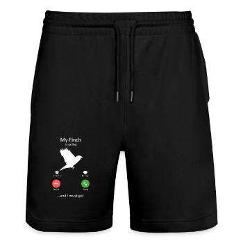 My Finch is Calling and I Must Go Bird Design - Stanley/Stella Trainer Unisex Organic Jogging Shorts - black - Front - Nik (191cm) & Marisol (170cm)