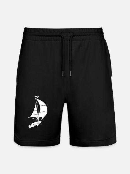 Minimalist Sailboat Lake Silhouette - Stanley/Stella Trainer Unisex Organic Jogging Shorts - black