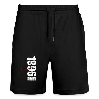 30th Birthday Gift Husband Wife March 1996 - Stanley/Stella Trainer Unisex Organic Jogging Shorts - black - Front - Nik (191cm) & Marisol (170cm)