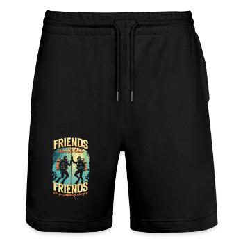 Taucher Sporttauchen Tauchen Skip Safety Stops - Stanley/Stella Unisex Bio Joggingshorts Trainer  - Schwarz - Vorne - Nik (191cm) & Marisol (170cm)