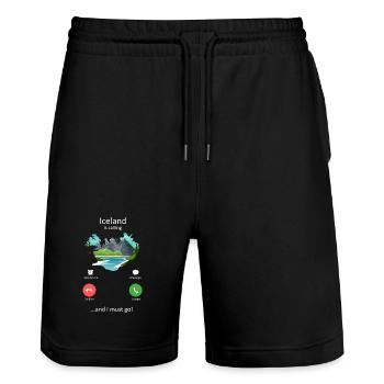 Island ruft und ich muss Kunst bereisen - Stanley/Stella Unisex Bio Joggingshorts Trainer  - Schwarz - Vorne - Nik (191cm) & Marisol (170cm)