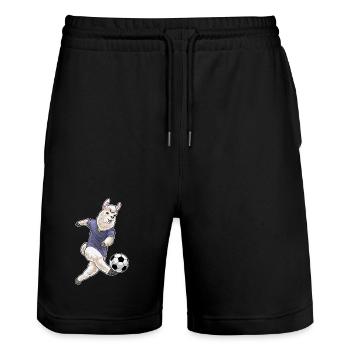 llama soccer player soccer sports - Stanley/Stella Trainer Unisex Organic Jogging Shorts - black - Front - Nik (191cm) & Marisol (170cm)