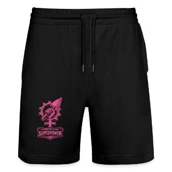 Féminisme Féministe Féministe - Short de jogging bio TRAINER Stanley/Stella unisexe - noir - Devant - Nik (191cm) & Marisol (170cm)