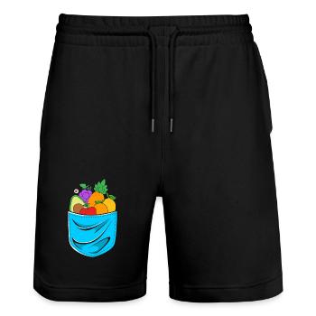 Food Nutrition Food - Stanley/Stella Trainer Unisex Organic Jogging Shorts - black - Front - Nik (191cm) & Marisol (170cm)