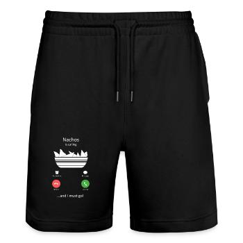 Nachos is Calling And I Must Go Funny Food Art - Stanley/Stella Trainer Unisex Organic Jogging Shorts - black - Front - Nik (191cm) & Marisol (170cm)