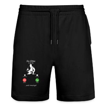 Le jiu-jitsu appelle un slogan drôle d’arts martiaux - Short de jogging bio TRAINER Stanley/Stella unisexe - noir - Devant - Nik (191cm) & Marisol (170cm)