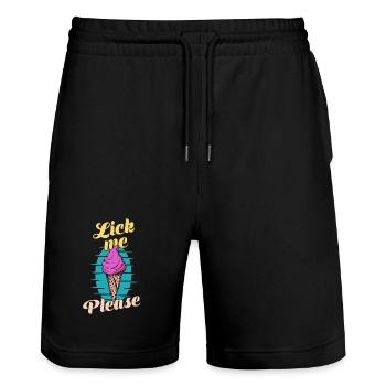 Lèche-moi s’il te plaît Eis Cream Art rétro drôle - Short de jogging bio TRAINER Stanley/Stella unisexe - noir - Devant - Nik (191cm) & Marisol (170cm)