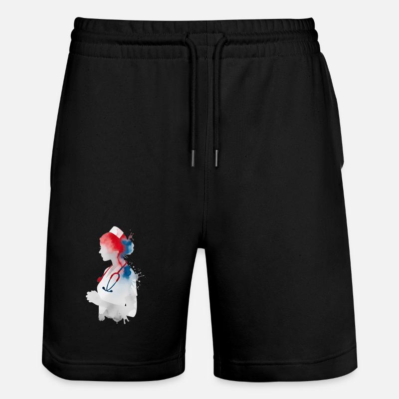 Infirmière Aquarelle Stéthoscope Infirmière - Short de jogging bio TRAINER Stanley/Stella unisexe - noir