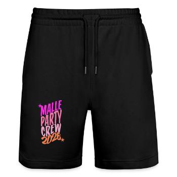Malle, Party Crew, 2026 - Stanley/Stella Unisex Bio Joggingshorts Trainer  - Schwarz - Vorne - Nik (191cm) & Marisol (170cm)