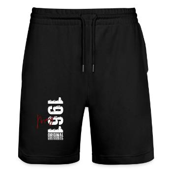 Cadeau du 65e anniversaire Original mai 1961 - Short de jogging bio TRAINER Stanley/Stella unisexe - noir - Devant - Nik (191cm) & Marisol (170cm)