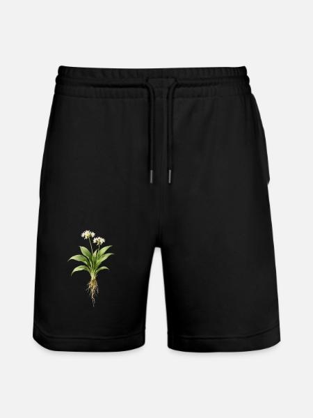 Wild Garlic Plant Botanical Design - Stanley/Stella Trainer Unisex Organic Jogging Shorts - black