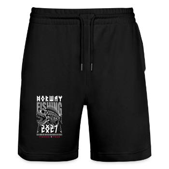 Norway 2027 Fishing Trip - Stanley/Stella Trainer Unisex Organic Jogging Shorts - black - Front - Nik (191cm) & Marisol (170cm)
