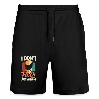 Farmer Rooster Flock Poultry Chicken - Stanley/Stella Unisex Bio Joggingshorts Trainer  - Schwarz - Vorne - Nik (191cm) & Marisol (170cm)