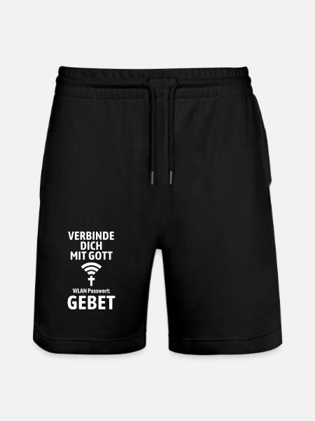 Verbinde dich mit Gott - Gebet WLAN - Stanley/Stella Unisex Bio Joggingshorts Trainer - Schwarz
