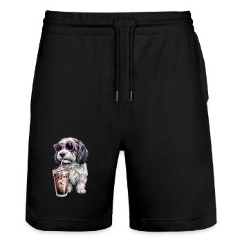 Havanais - Short de jogging bio TRAINER Stanley/Stella unisexe - noir - Devant - Nik (191cm) & Marisol (170cm)