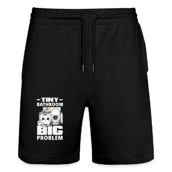 Das Einsteigen In Flugzeuge lustig - Stanley/Stella Unisex Bio Joggingshorts Trainer  - Schwarz - Vorne - Nik (191cm) & Marisol (170cm)