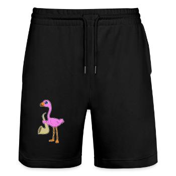 Flamingo Musiker Saxophon Musik - Stanley/Stella Unisex Bio Joggingshorts Trainer  - Schwarz - Vorne - Nik (191cm) & Marisol (170cm)