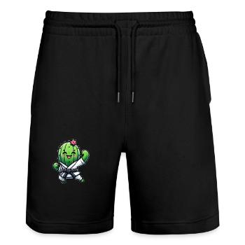Kaktus Keks Cartoon Süßigkeit Nascherei - Stanley/Stella Unisex Bio Joggingshorts Trainer  - Schwarz - Vorne - Nik (191cm) & Marisol (170cm)