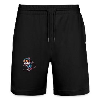 Pitbull Dog Skier Winter Sports Fun - Stanley/Stella Trainer Unisex Organic Jogging Shorts - black - Front - Nik (191cm) & Marisol (170cm)