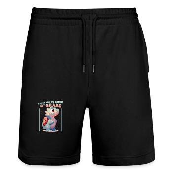 Rawr T Rex Dinosaur Kids - Ich bin bereit, den 4. Platz zu vernichten - Stanley/Stella Unisex Bio Joggingshorts Trainer  - Schwarz - Vorne - Nik (191cm) & Marisol (170cm)