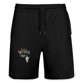 Witch Funny HallowQueen 51st Birthday Halloween - Stanley/Stella Trainer Unisex Organic Jogging Shorts - black - Front - Nik (191cm) & Marisol (170cm)