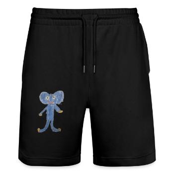 Huggieblue - Stanley/Stella Unisex Bio Joggingshorts Trainer  - Schwarz - Vorne - Nik (191cm) & Marisol (170cm)