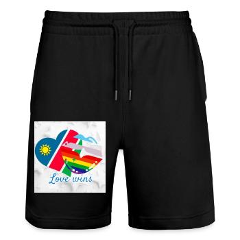Namibia pride - Stanley/Stella Trainer Unisex Organic Jogging Shorts - black - Front - Nik (191cm) & Marisol (170cm)