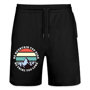 Kein Berg zu hoch, kein Weg zu lang - Stanley/Stella Unisex Bio Joggingshorts Trainer  - Schwarz - Vorne - Nik (191cm) & Marisol (170cm)
