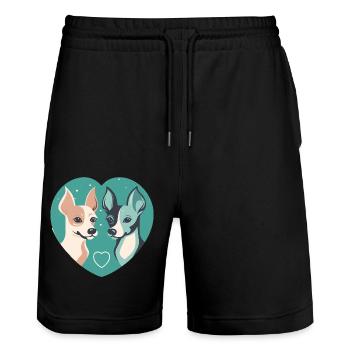 Liebe zu Hunden - Stanley/Stella Unisex Bio Joggingshorts Trainer  - Schwarz - Vorne - Nik (191cm) & Marisol (170cm)