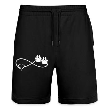 Hundepfote mit Herz - Stanley/Stella Unisex Bio Joggingshorts Trainer  - Schwarz - Vorne - Nik (191cm) & Marisol (170cm)