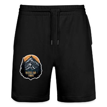 Nature, Wildlife, Outdoor, Forest, Camping, Hiking, Tea - Stanley/Stella Trainer Unisex Organic Jogging Shorts - black - Front - Nik (191cm) & Marisol (170cm)
