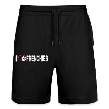 J’adore les Frenchies - Short de jogging bio TRAINER Stanley/Stella unisexe - noir - Devant - Nik (191cm) & Marisol (170cm)