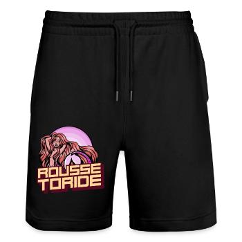 Attention Rousse toride, femme rousse s'affichant - Short de jogging bio TRAINER Stanley/Stella unisexe - noir - Devant - Nik (191cm) & Marisol (170cm)